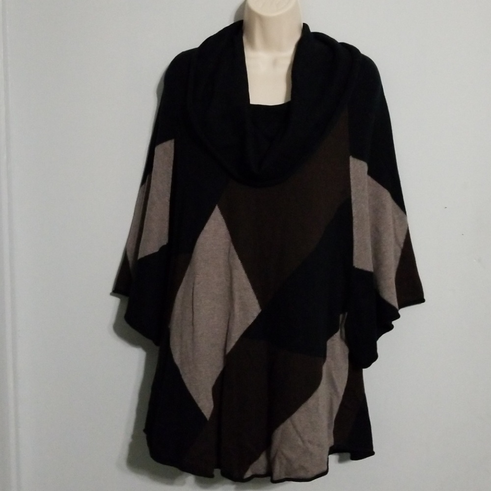 Style & Co. women's black cowl neck poncho Cape